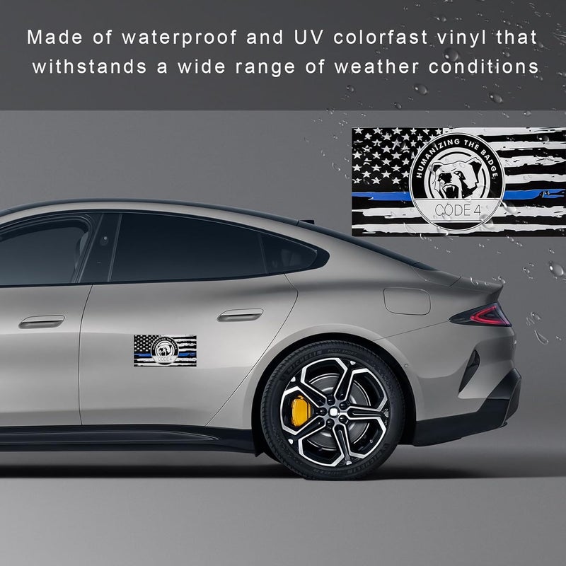 YTFRL 4 PCS Thin Line Sticker Code 4, American Flag Waterproof Vinyl Decal Police Support Bumper Stickers, Reflective Support Law Enforcement Decal for Car Truck Window Laptop - Image 3